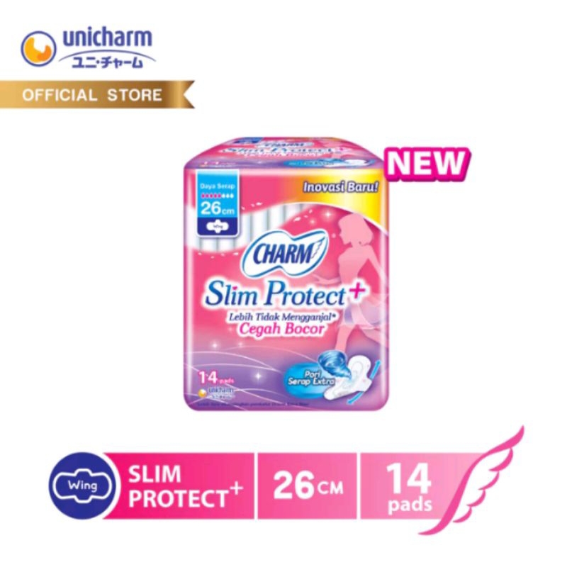 CHARM Slim Protect+ wing 26cm 14 pads