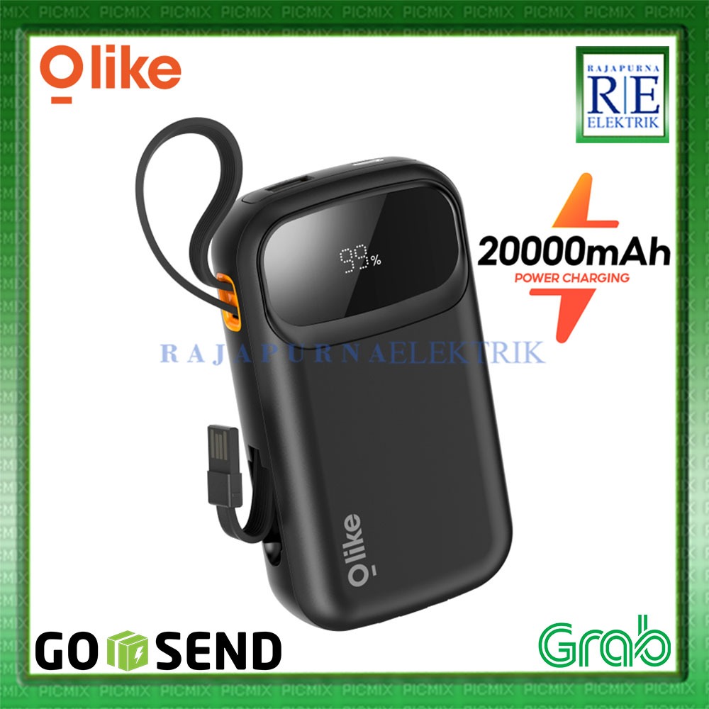 Olike P403 Powerbank 20000mAh LED display with Built-in Cable USB Type-C Lightning