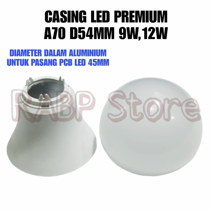 5X CASING LAMPU LED PREMIUM A70 DIAMETER 54MM 9W,12W MEMAKAI PENDINGIN ALUMINIUM - DAPAT 5PCS