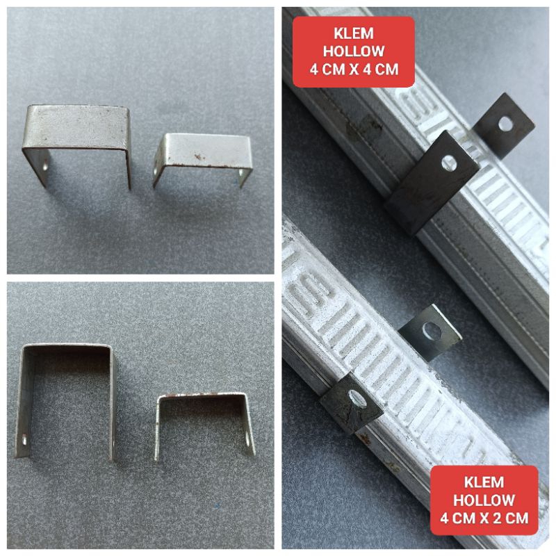 Bracket Clamp Gantungan Besi Hollow Braket Klem Siku C U Holo