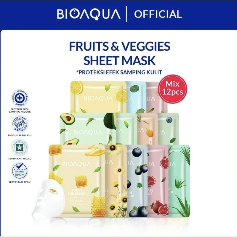TERMURAH PAKET USAHA Sheet Mask 12 Pcs/ GROSIR TERMURAH READY Masker 100% Original BPOM BIOAQUA Shee