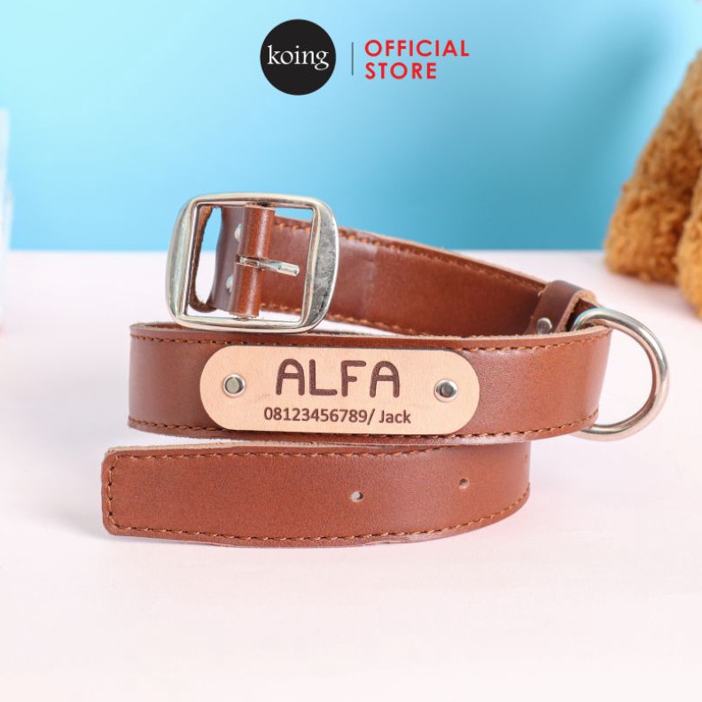 NEW PROMO KALUNG ANJING CUSTOM NAMA KULIT SAPI ASLI KUAT WARNA HITAM