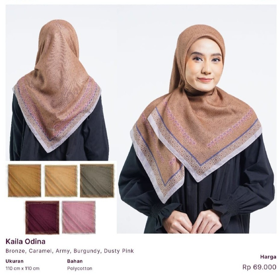 Elzatta Segi Empat Full Motif Kerudung Hijab Jilbab Kaila Odina