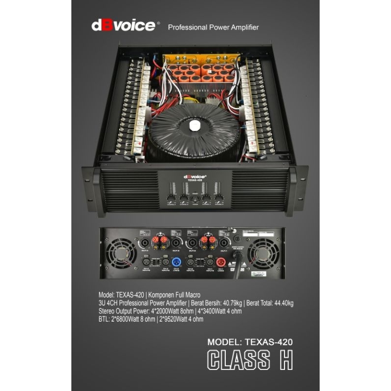 Professional Power Amplifie dB Voice TEXAS-420 Class H 4channel dB Voice Original