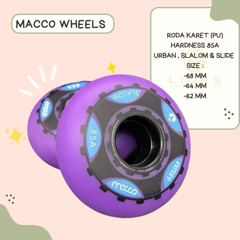 WHEEL RODA KARET MACCO 85a INLINE FREESTYLE SEPATU RODA