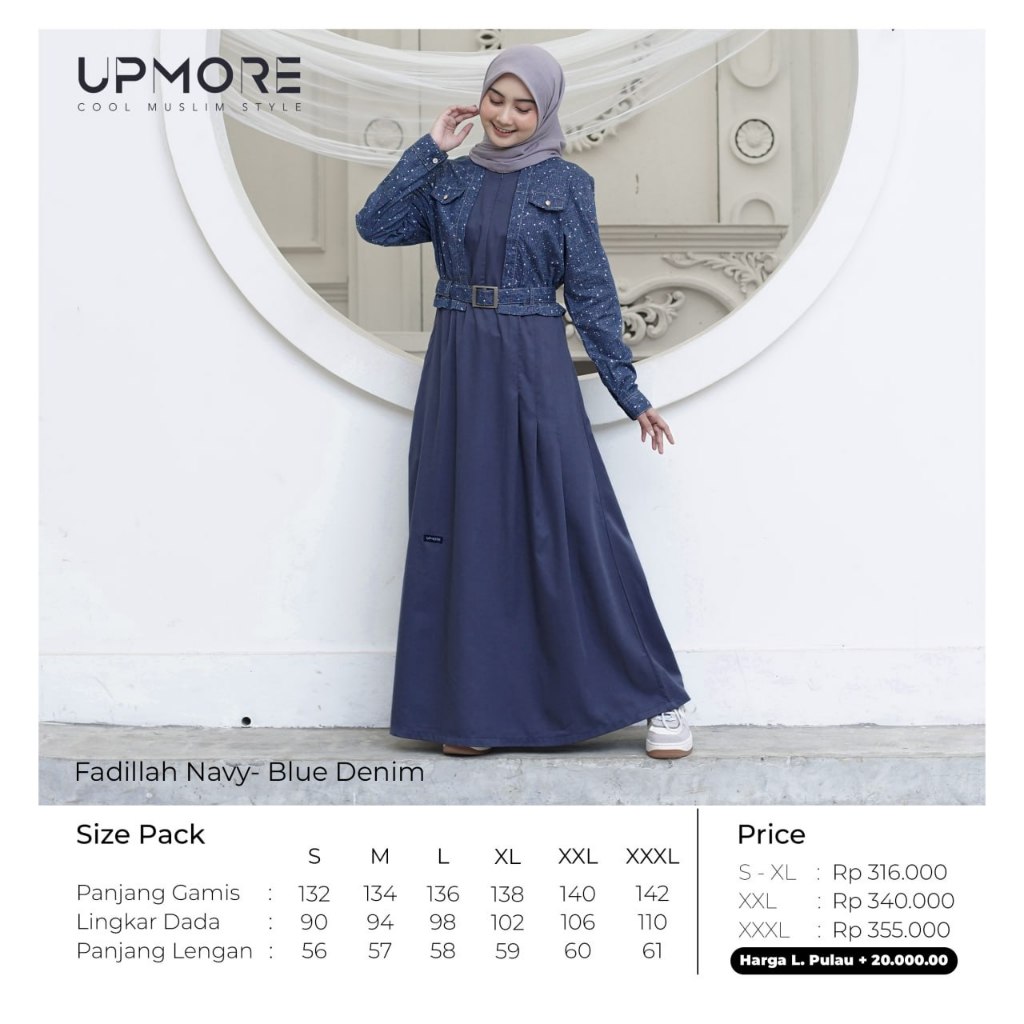 TERBARU GAMIS REMAJA UPMORE FADILLAH NAVY BLUE DENIM ORIGINAL I BEKASI I COD