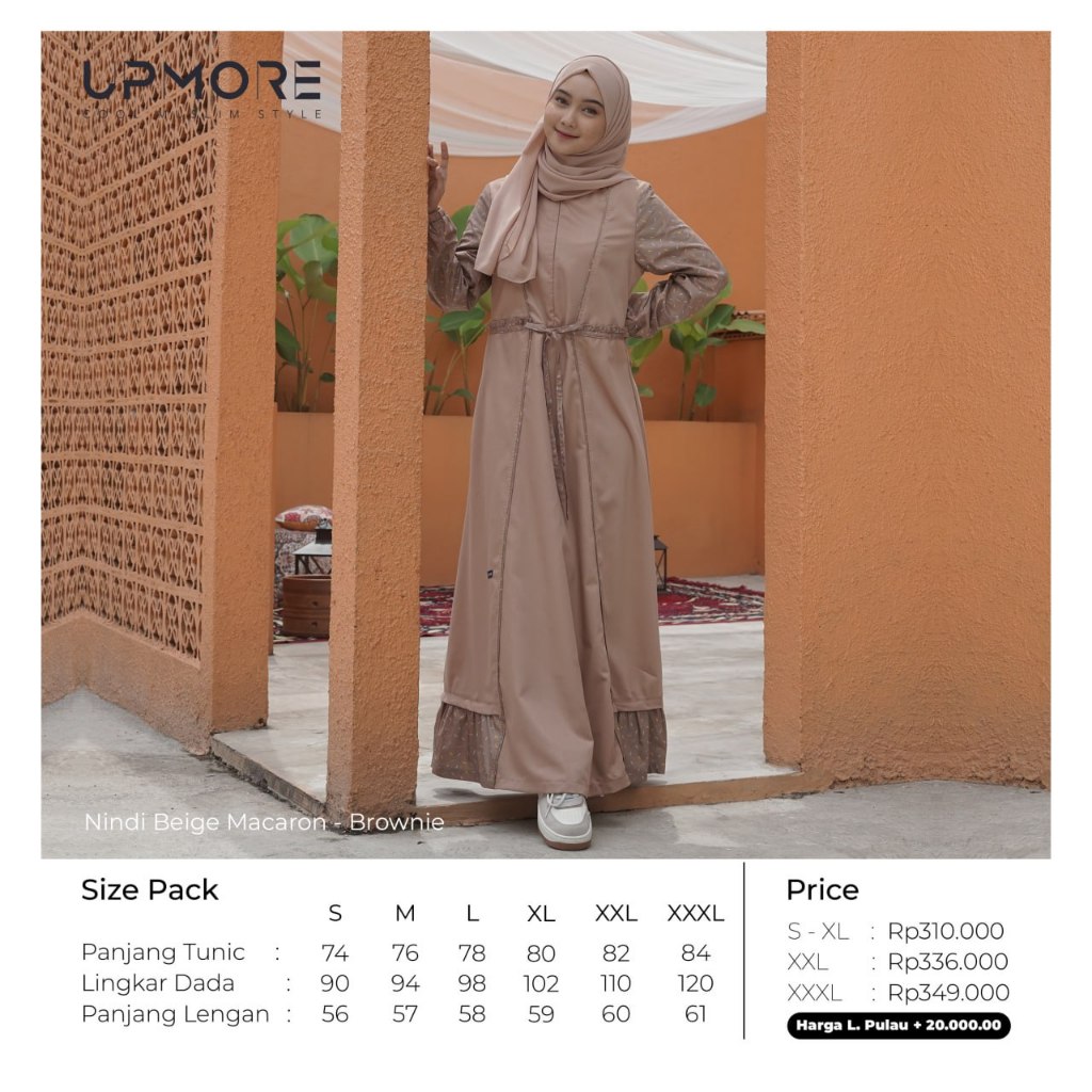 TERBARU GAMIS REMAJA KATUN UPMORE NINDI BEIGE MACARON - BROWNI ORIGINAL I BEKASI I COD