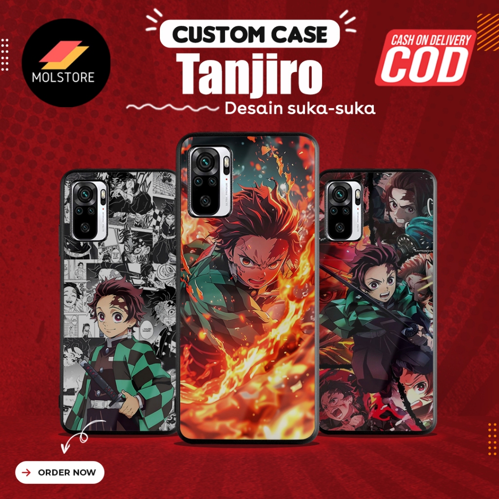 tanjiro softcase glass untuk iph0ne, s4msung, viv0, 0pp0, r3alm3, r3dmi, p0co, infin1x, xia0mi