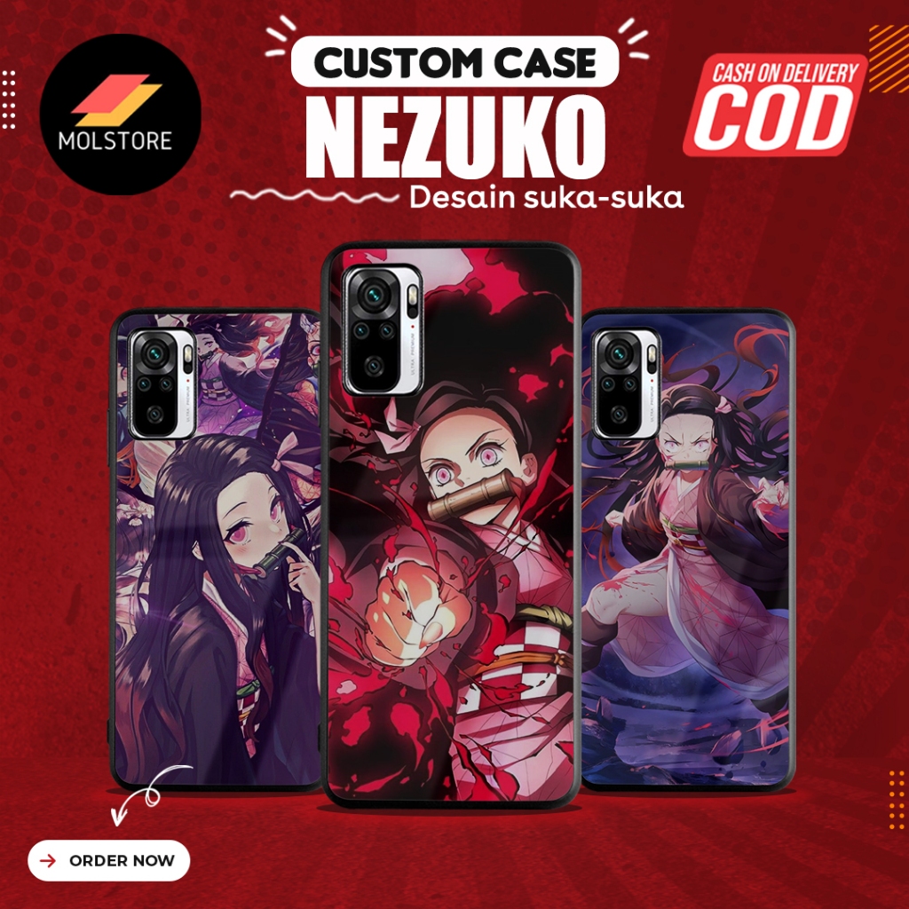 nezuko softcase glass untuk iph0ne, s4msung, viv0, 0pp0, r3alm3, r3dmi, p0co, infin1x, xia0mi