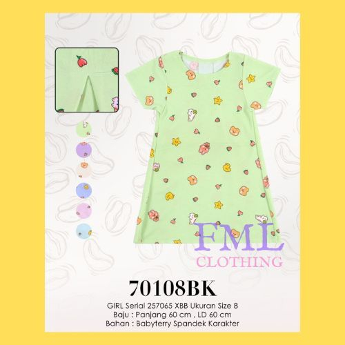 LEMONE GIRLS 70108BK / Dress Anak Perempuan Bahan Babyterry Spandek Motif