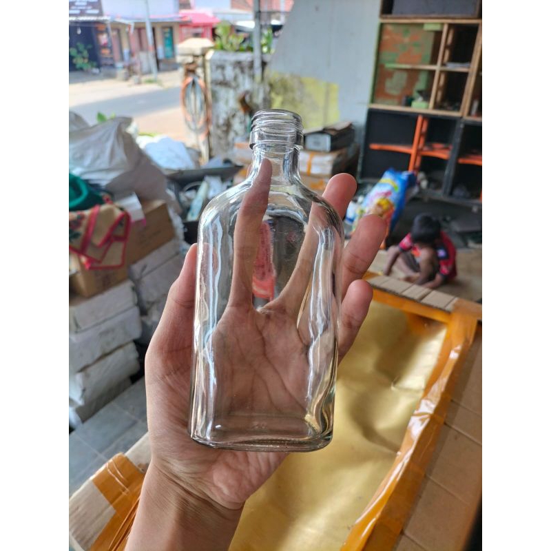 botol kaca polos 250ml/ botol gepeng 250ml/botol madu
