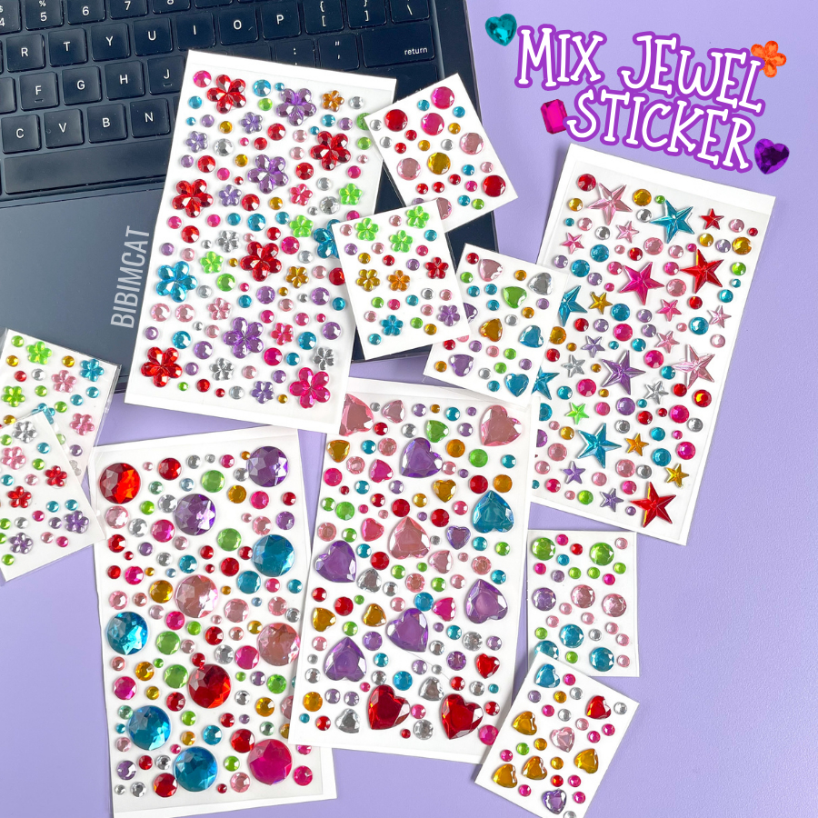 

Bibimcat - MIX Jewel Sticker Timbul Hias / Stiker Mutiara Kuku Warna Warni