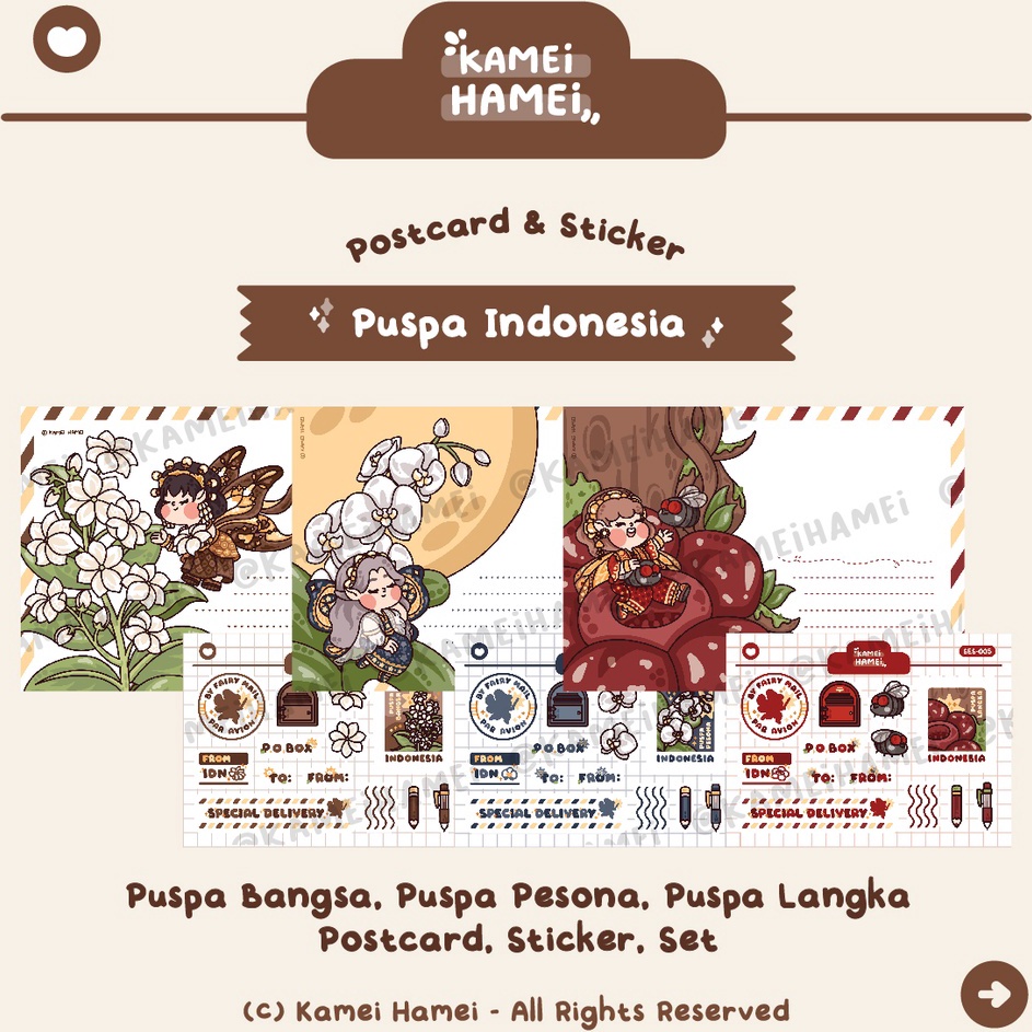 

FG2 Puspa Indonesia Kamei Hamei Postcard Sticker Set