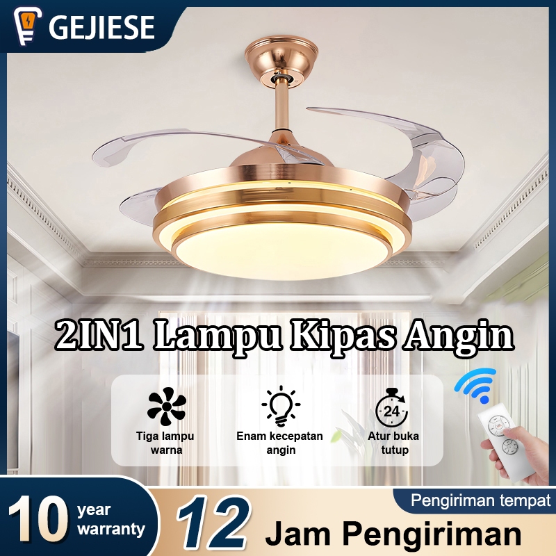 COD Lampu Kipas Angin lampu kipas angin gantung plafon  tiga pencahayaan warna dengan lampu kipas LE