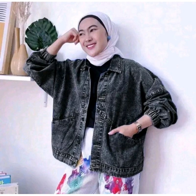 JAKET JEANS OVERSIZE WANITA KEKINIAN LD 120 cm