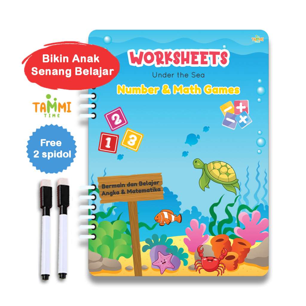 TAMMI Buku Aktivitas Anak Berhitung Angka Matematika Worksheet Workbook Anak TK
