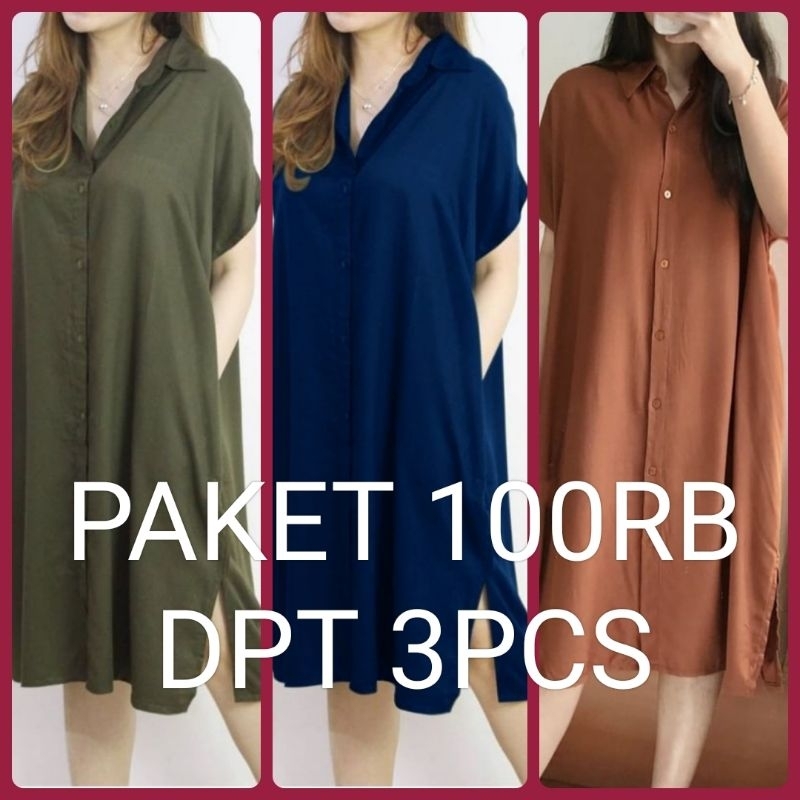 PAKET USAHA DATER POLOS ANDIN/ DRESS LULA POLOS DASTER BALI KANCING FUL HIDUP BUSUI/ BUMIL TRENDY FR