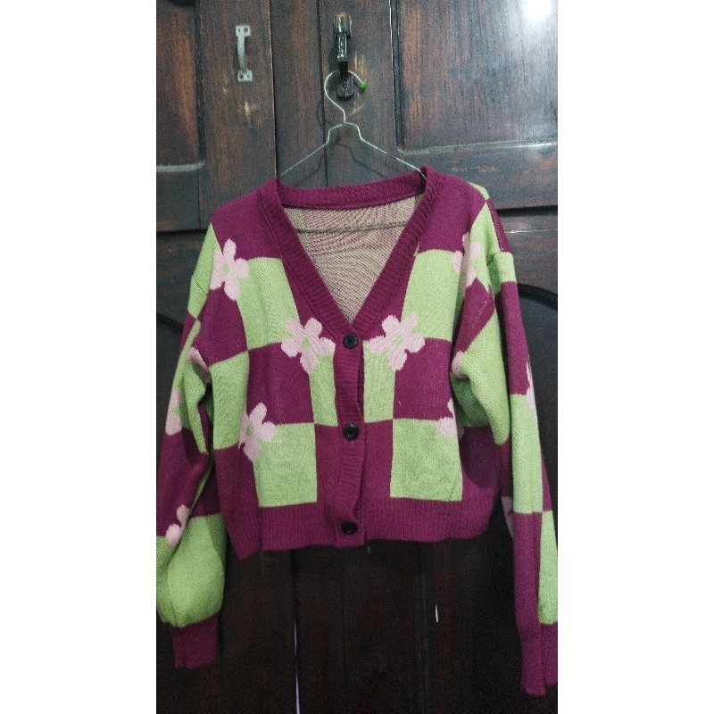 Cardigan Fuschia Green