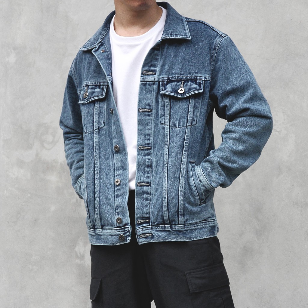 Alpha Denim Trucker Jacket Blue Washed [ Jaket Denim Pria ]
