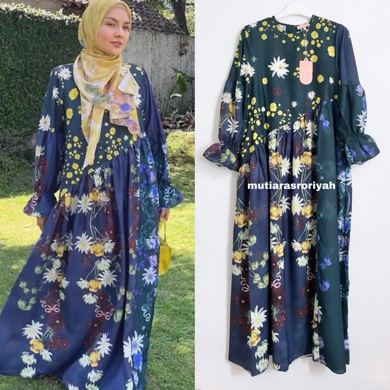 READY STOCK Ria Miranda Dress Anasta Navy Deep Blue Riamiranda Gamis Diskon Sale