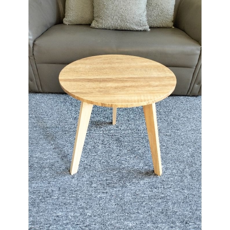meja bulat/ meja sudut / meja estetik diameter 40 tinggi 40cm kaki kayu dan besi