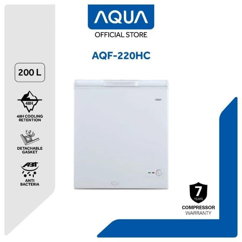 AQUA Chest Freezer Box Lemari Pembeku Anti Bakteri 200 Liter White AQF-220HC Original