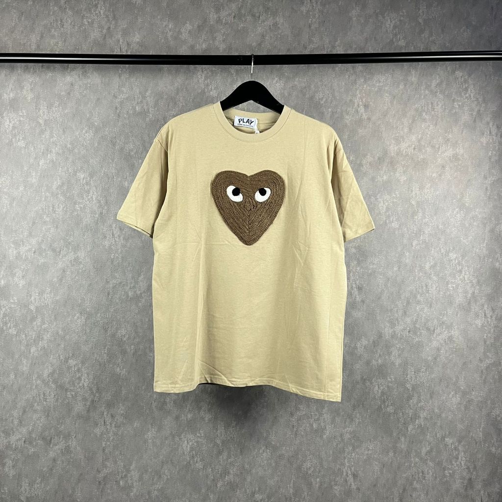 Baju Kaos CDG PLAY -05 BIG BROWN HEART EMBLEM Brown Tee Cotton TShirt Baju Kaos Pria & Wanita Unisex