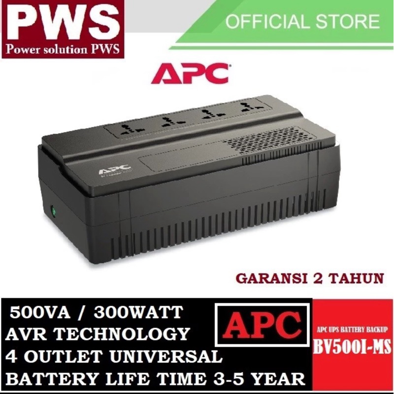 UPS APC B V 500 I-MS 500 / 300 W. APC BATTERY BACKUP 500 VOLT AMPER / 300 WATT BV 500 LIMS BV500Lims