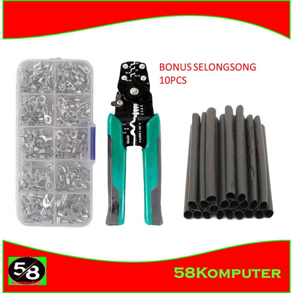 Skun Kabel 320pcs Terminal Wire Crimp Connector Kit With Plier Tang Set Terminal + Tang Kupas Kabel 