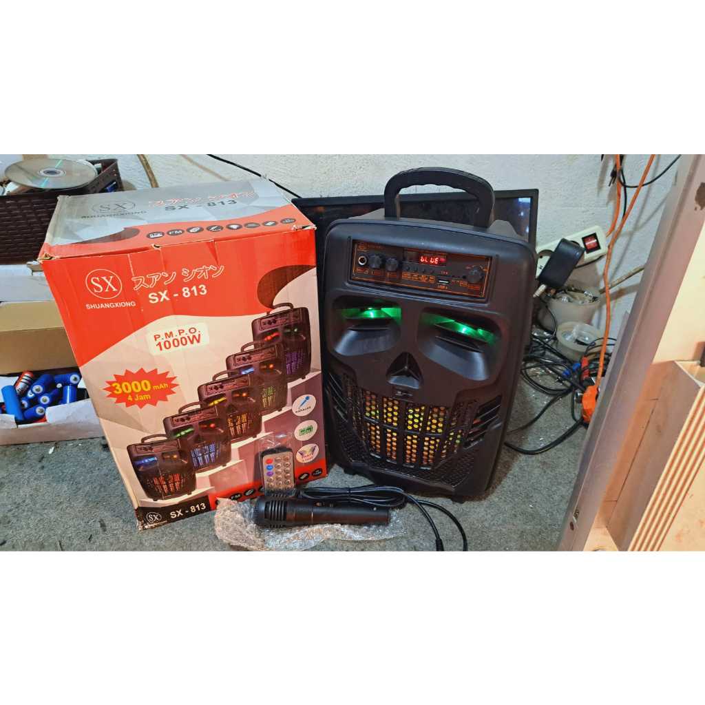 SPEAKER PORTABLE SX-813 SHUANGXIONG BLUETOOTH 1 MIC KABEL