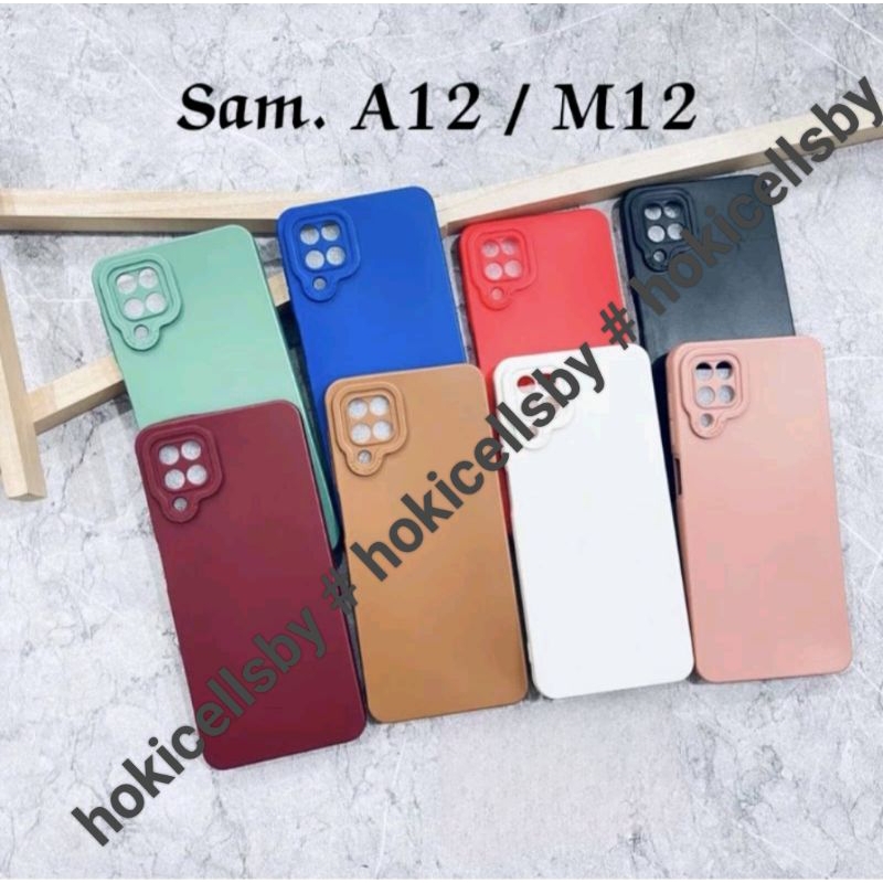 Soft Case macaron ( Samsung A12 / Samsung M12 ) Pro Camera full colour protector candy tpu 3D