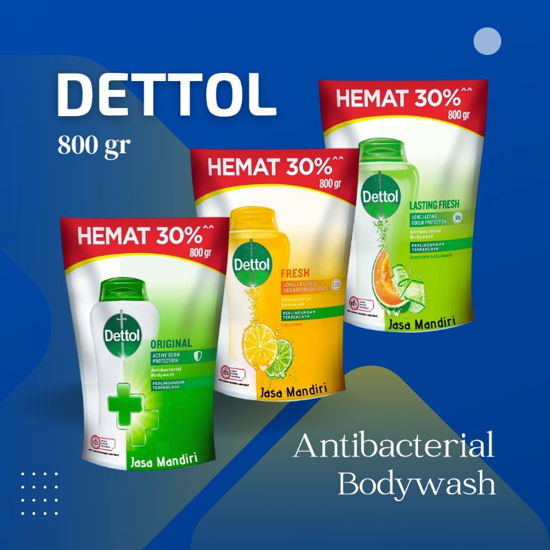 Dettol Body Wash/Sabun Mandi Cair Pouch 800gr