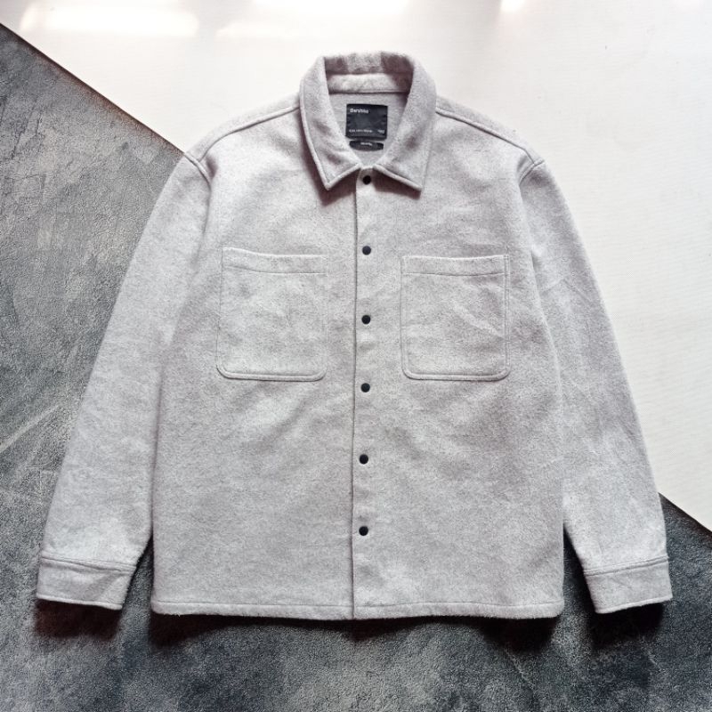 Bershka Shacket Overshirt Faux Wool Jacket