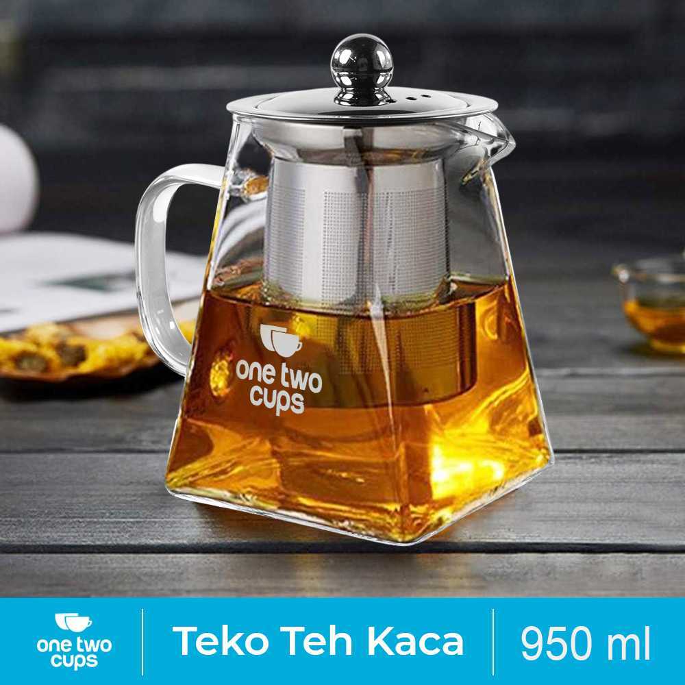 One Two Cups Teko Teh Kaca Saringan Tahan Panas Api Infuser Teapot - TP-761