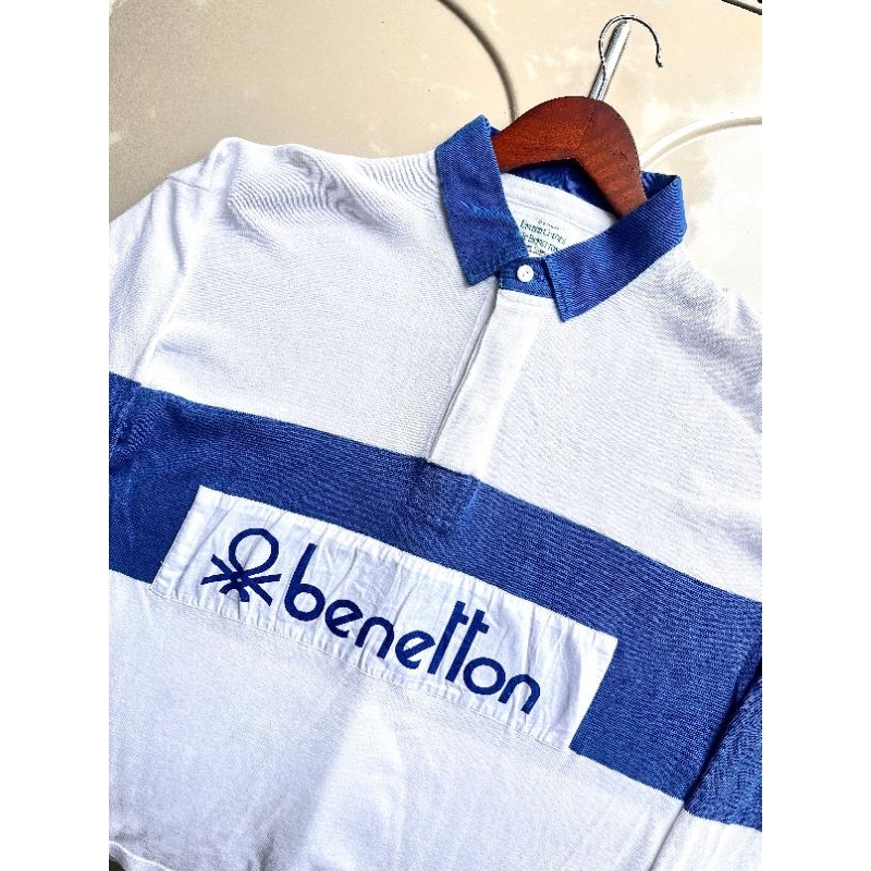 80s Vintage Benetton Rugby Shirt Royal Blue