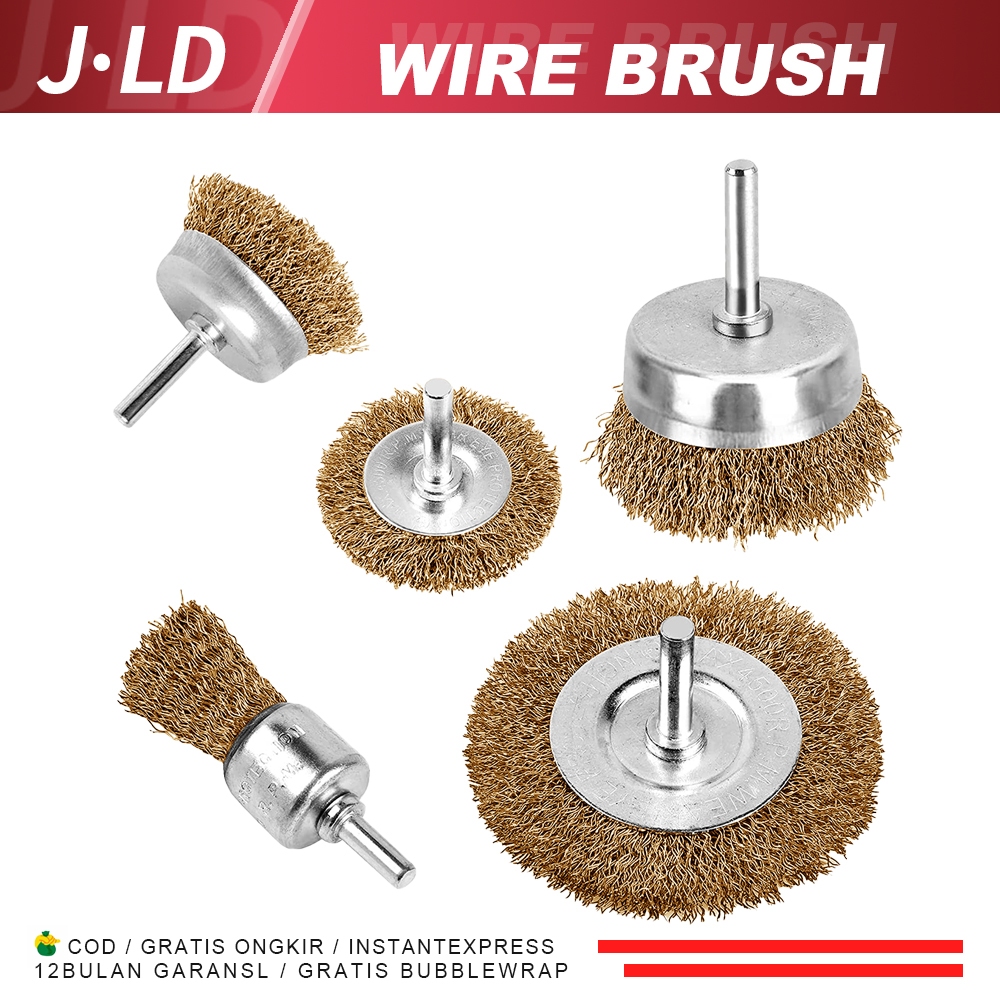 JLD Mata bor sikat kawat besi 3/5 pcs wire brush bor mangkok Mata Bor Kawat Bor Sikat Kawat Kuningan