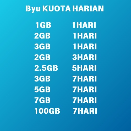 KUOTA Byu HARIAN 7GB 100GB MASA AKTIF 7HARI