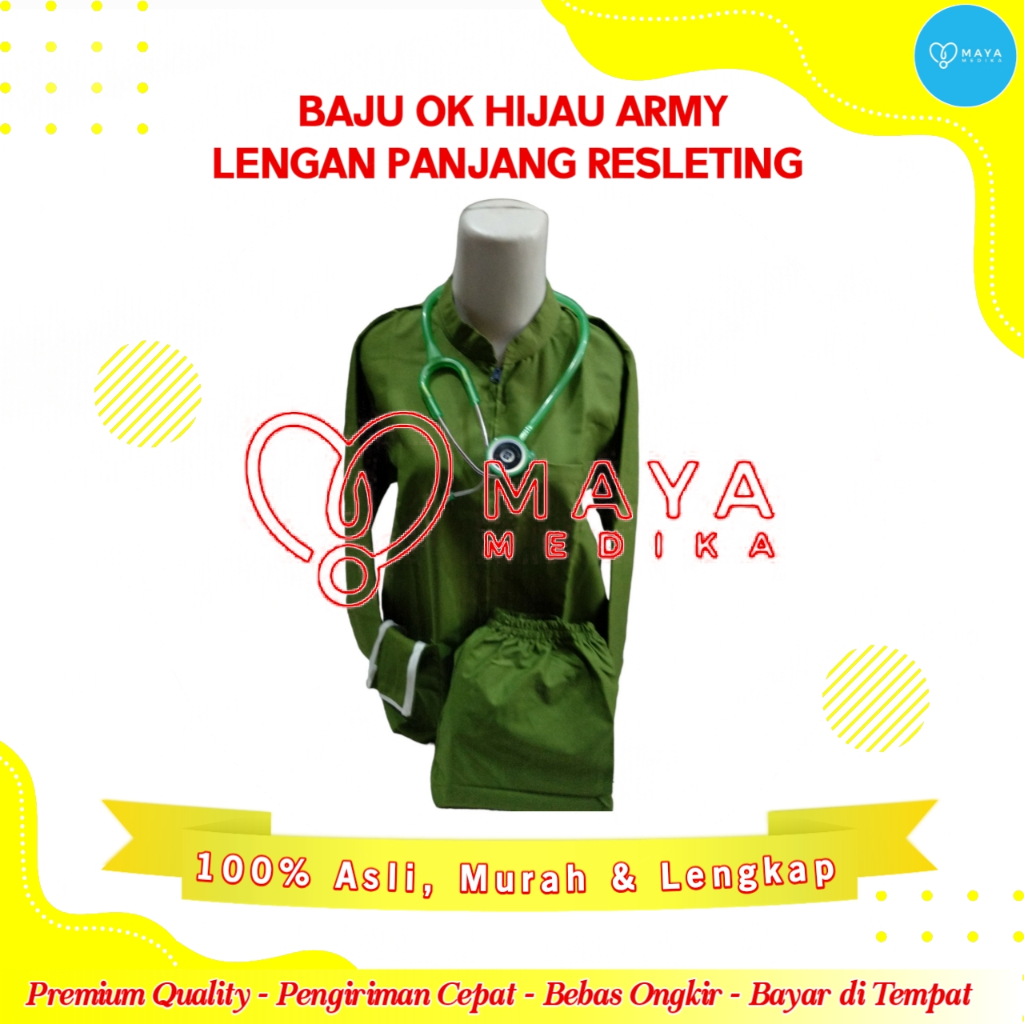 Baju OK Hijau Army Lengan Panjang Baju Rest Celana Karet