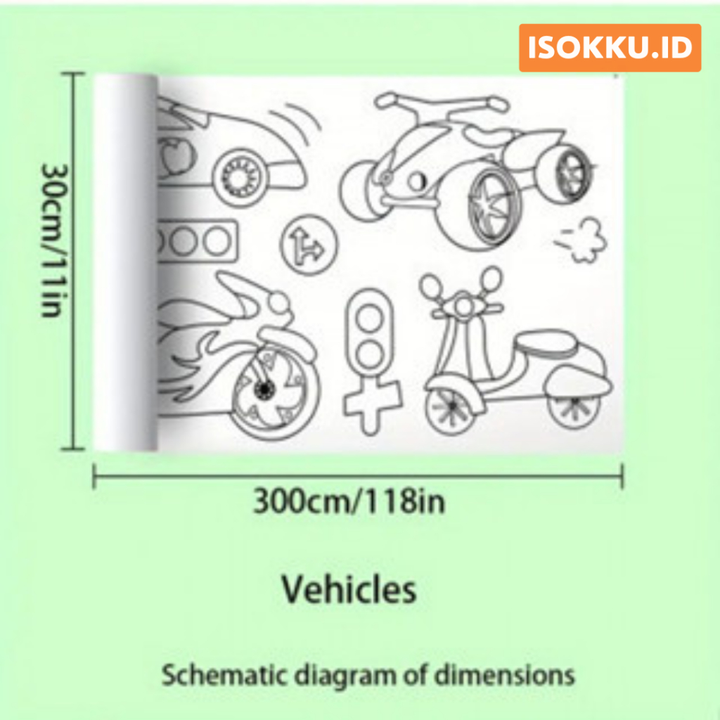 

Kertas Mewarnai Tempel Dinding Drawing Paper Roll 300cm Dinosaur Paradise