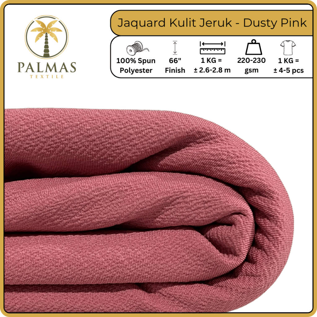 Kain Jaquard Kulit Jeruk - Dusty Pink (Bahan Kaos)