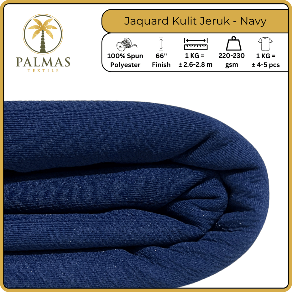 Kain Jaquard Kulit Jeruk - Navy (Bahan Kaos)
