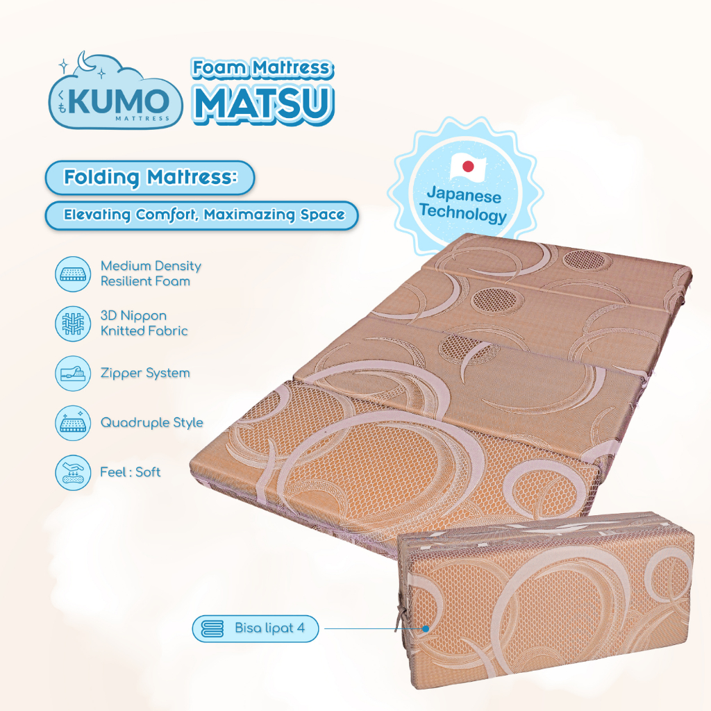 KUMO | Kasur Busa Lipat Kumo MATSU - Tebal 5cm | 90x100, 100x200, 120x200, 160x200, 180x200, 200x200