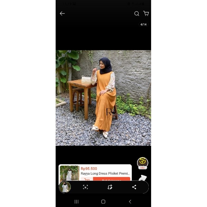 Rayya long dress plisket premium motif bunga