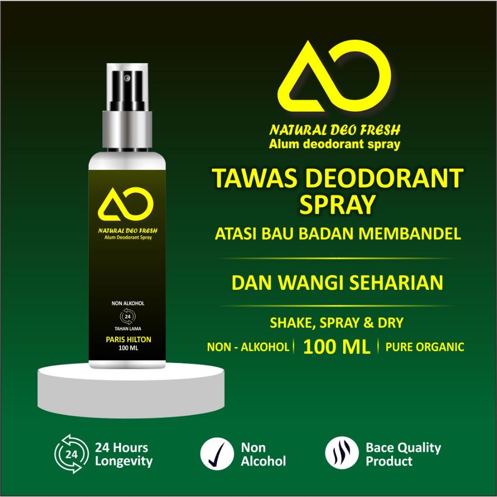 AO NATURAL DEO FRESH deodoran spray tawas PARIS HILTON 100ML