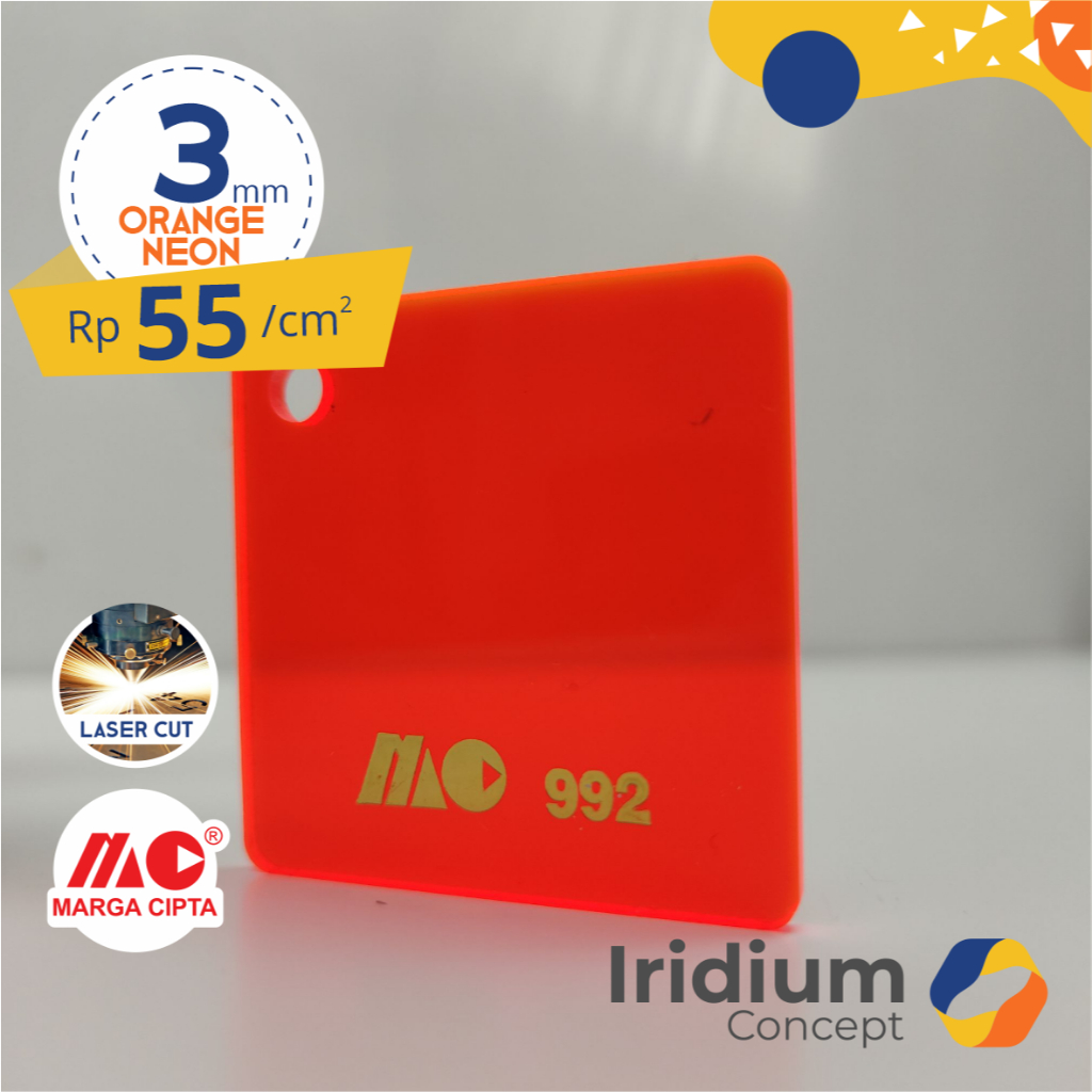 

Akrilik Lembaran Oranye Stabilo 3mm /Acrylic Sheet Scotchlite/ Skotlet 3 mm Orange Neon