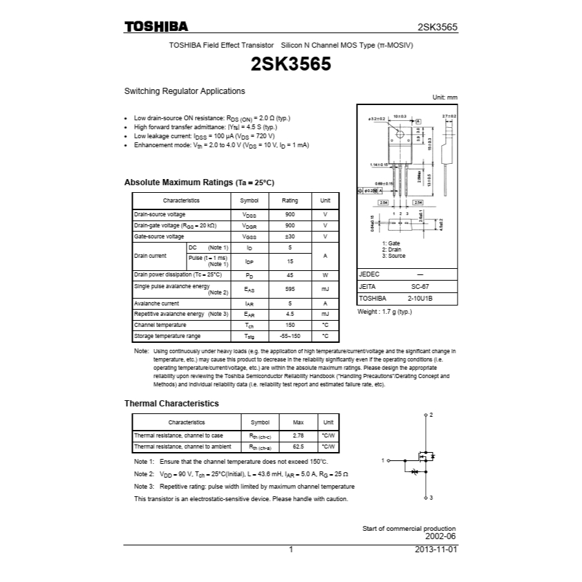 K3565 TR 2SK3565 K3565 2SK 3565 Mosfet Transistor Mos Fet