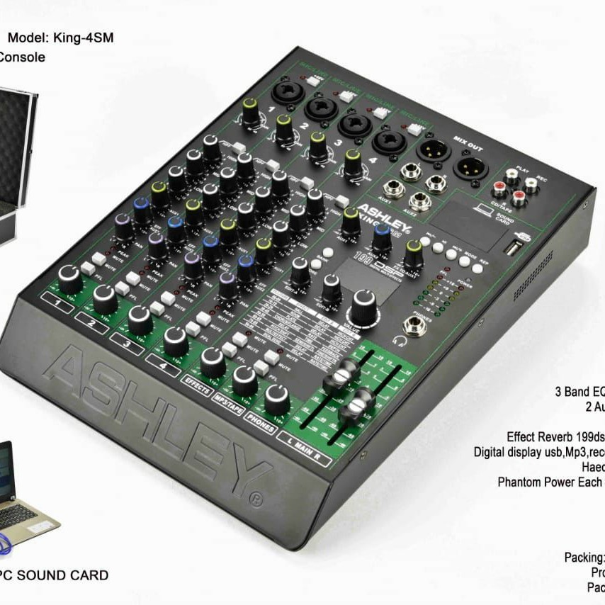 Ashley mixer audio 4 channel tipe KING 4 SM | ASHLEY KING 4 SM Original Garansi Resmi