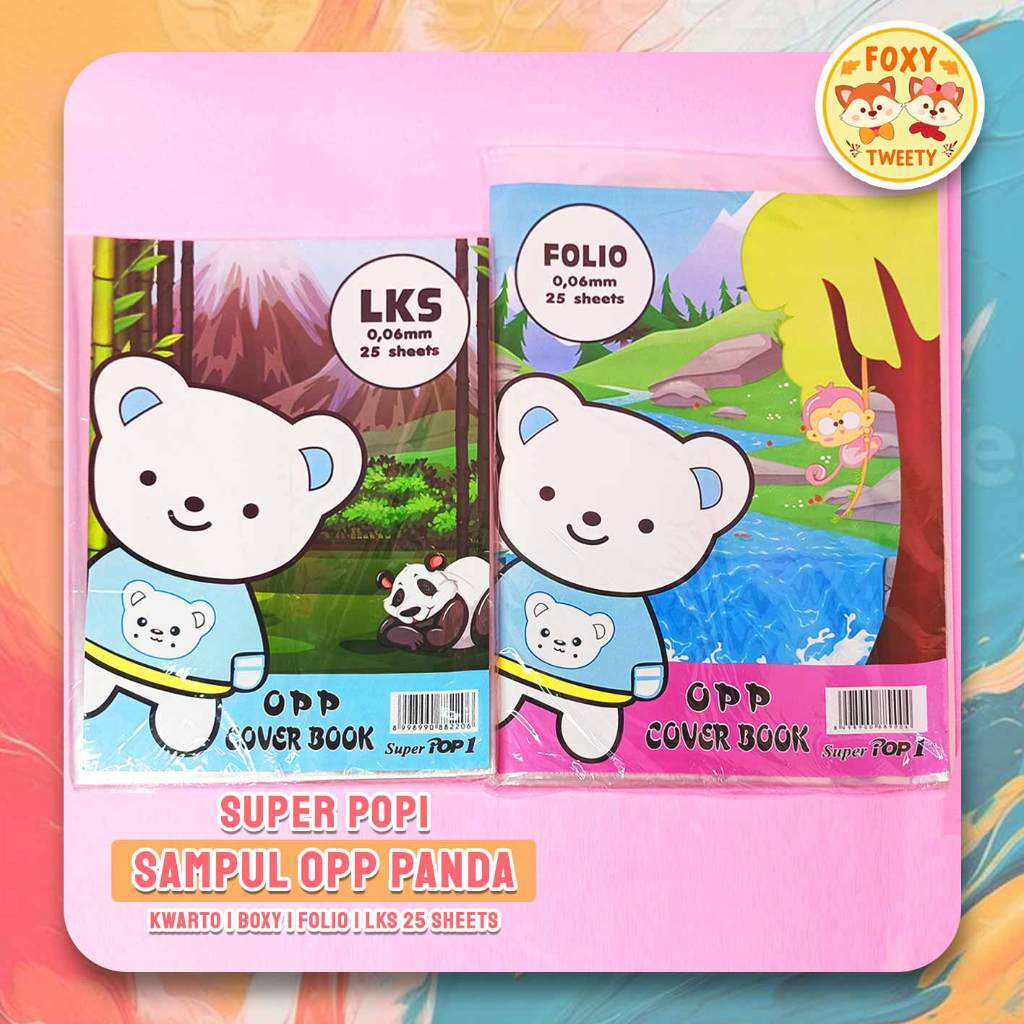 

SAMPUL PLASTIK BUKU TULIS PANDA / SAMPUL OPP SUPER POP1 KWARTO / BOXY / LKS / FOLIO [ISI 25]