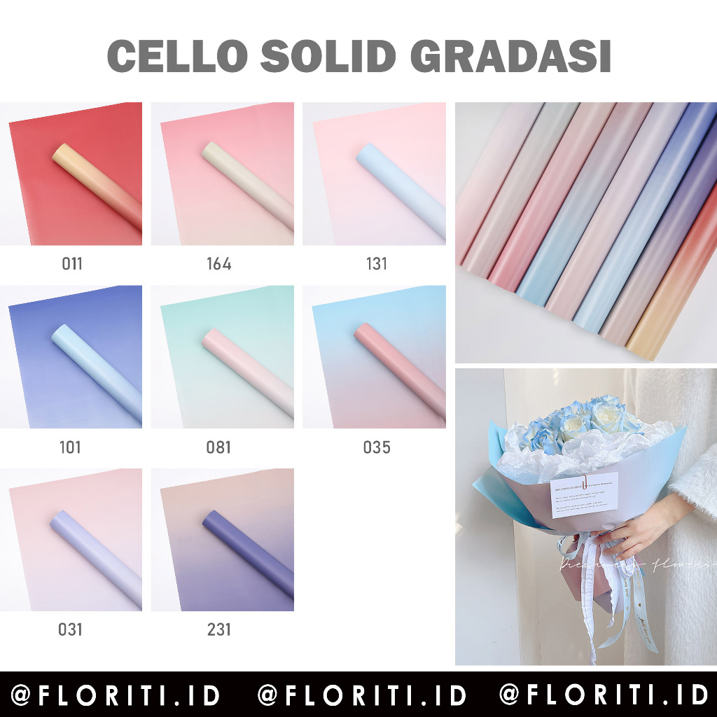 

(20 lembar) Kertas Buket Cellophane Solid Gradasi Flower Wrapping