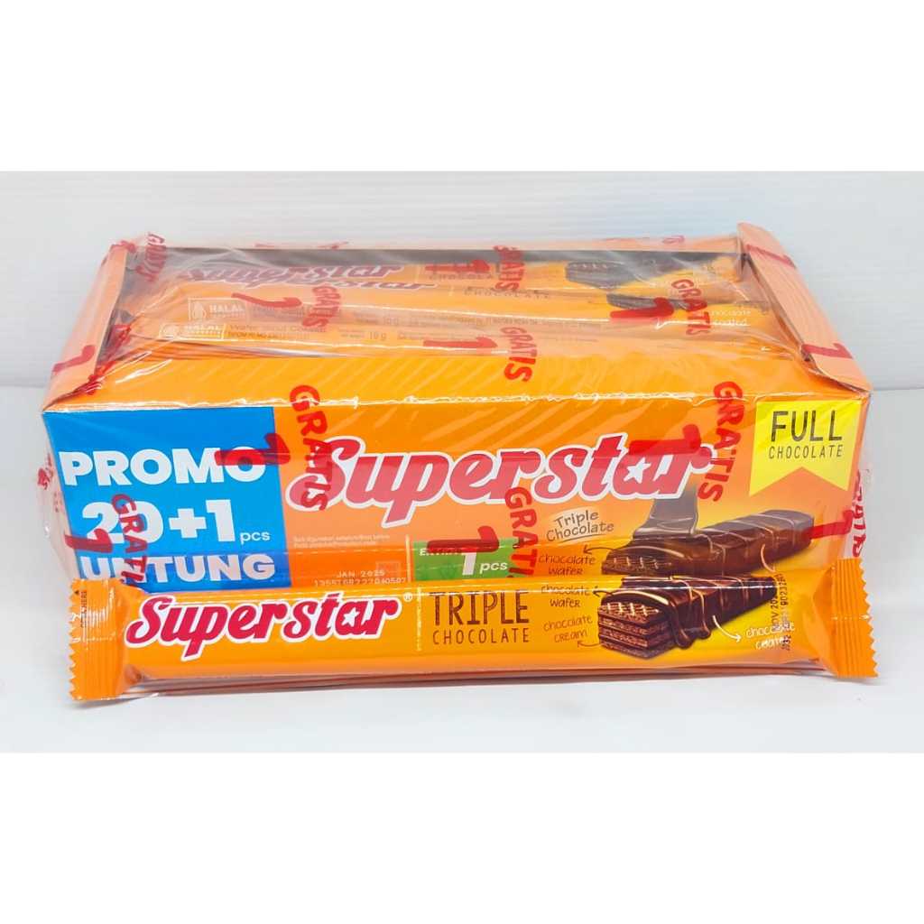 

Superstar Triple Choco Kemasan Baru Isi 20 + 1 Pcs Per Kemasan 16Gr